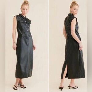 FREE PEOPLE SZ L Danni Vegan Leather Collar Pockets Western Style NEW WITH TAG